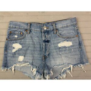 Aeropostale Size 4 Womens Shorts Denim Jean Distress Cut Off Hi Rise Light Wash